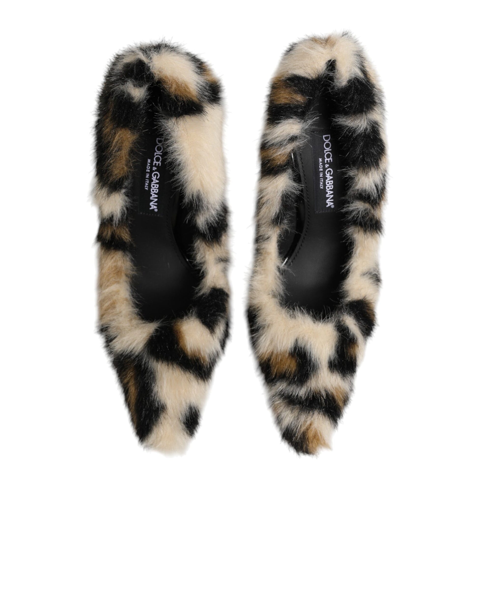 Brown Fur Leopard High Heels Pumps Shoes