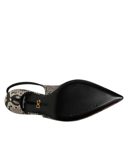 Multicolor Leather Heels Slingback Shoes