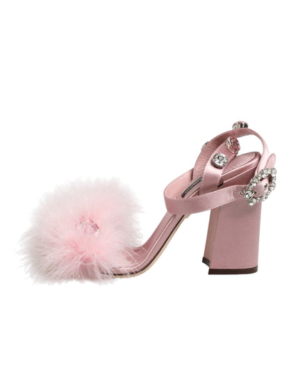 Pink Sequined Ankle Strap Sandals Shoes