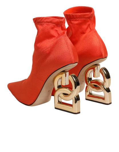 Orange DG Logo Heels Ankle Boots Shoes