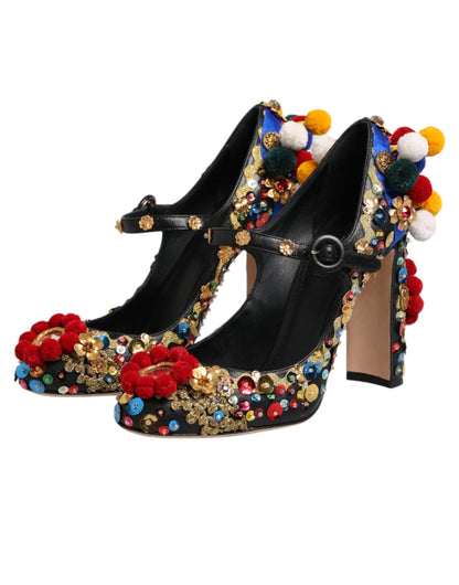 Black Gold Embellished MARY JANES Pumps  Shoes