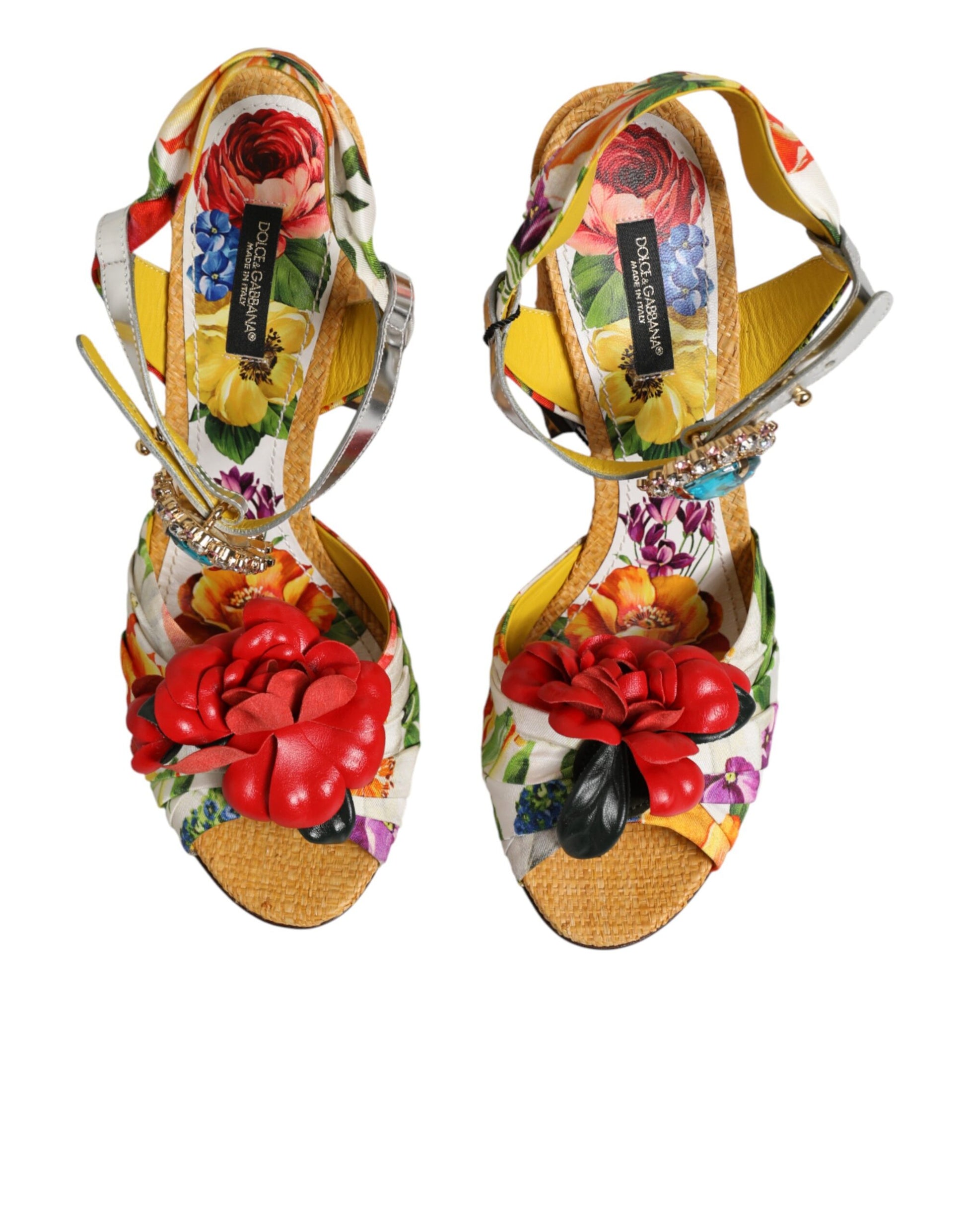Multicolor Floral Crystal Embellished Sandals Shoes