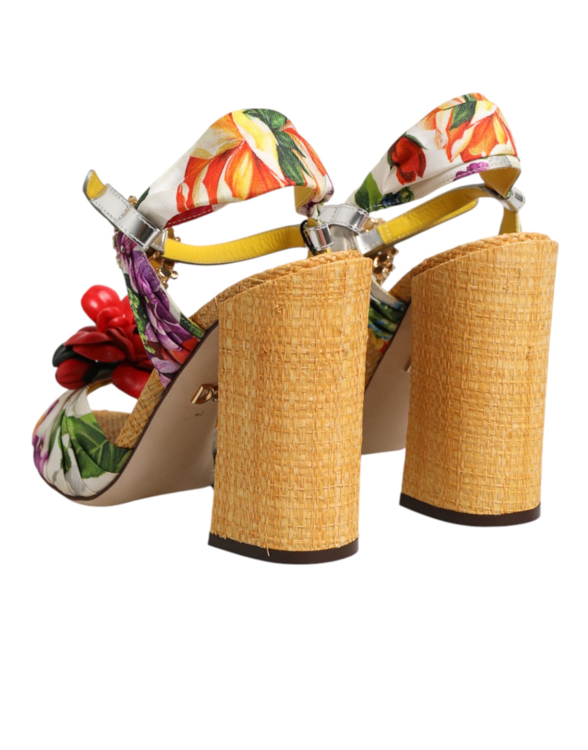 Multicolor Floral Crystal Embellished Sandals Shoes