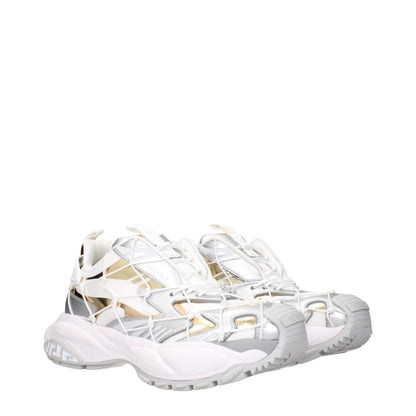 White Fabric Chunky Sneakers