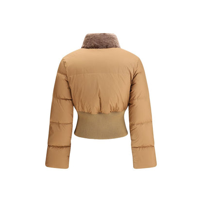 Brown Polyester Full-Length Jacket