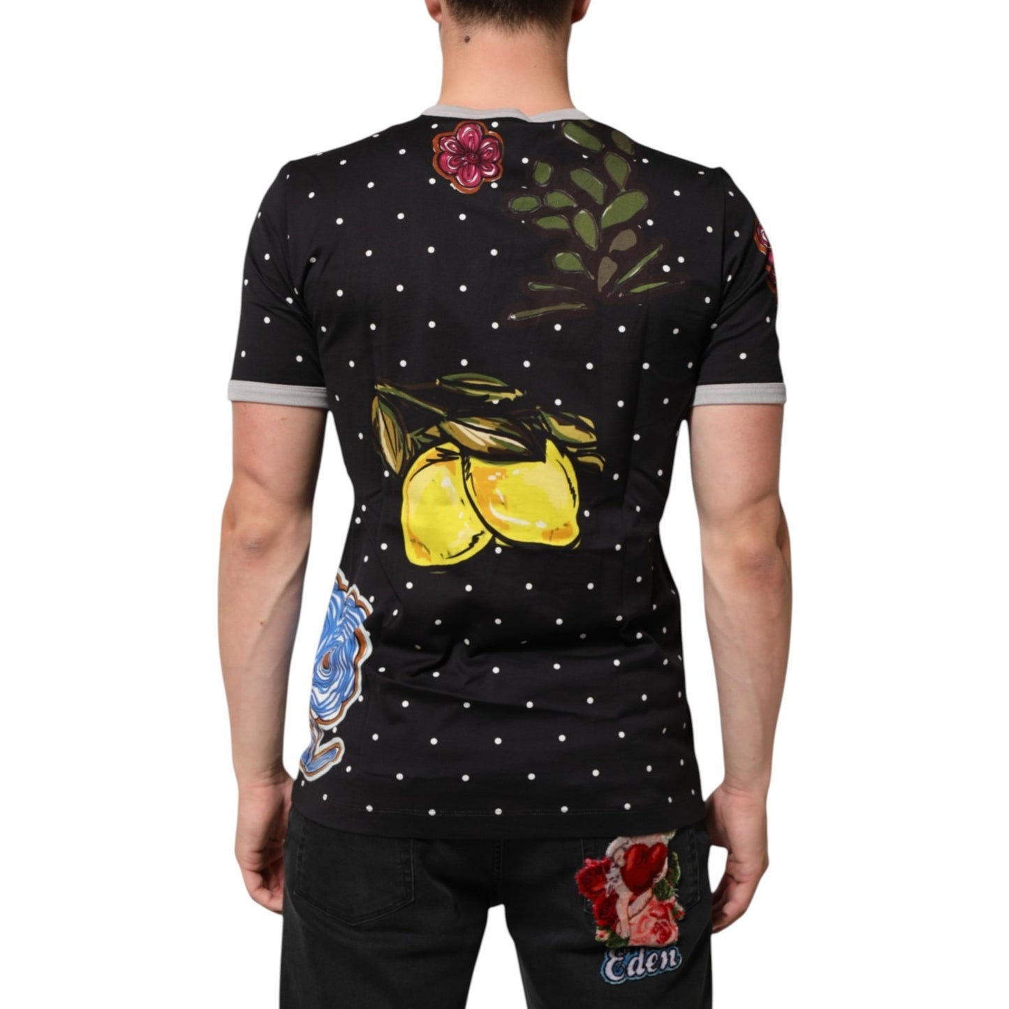 Black Polka Dot Lemons Horse Henley T-Shirt