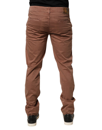 Brown Mid Waist Skinny Fit Denim Men Trouser Jeans