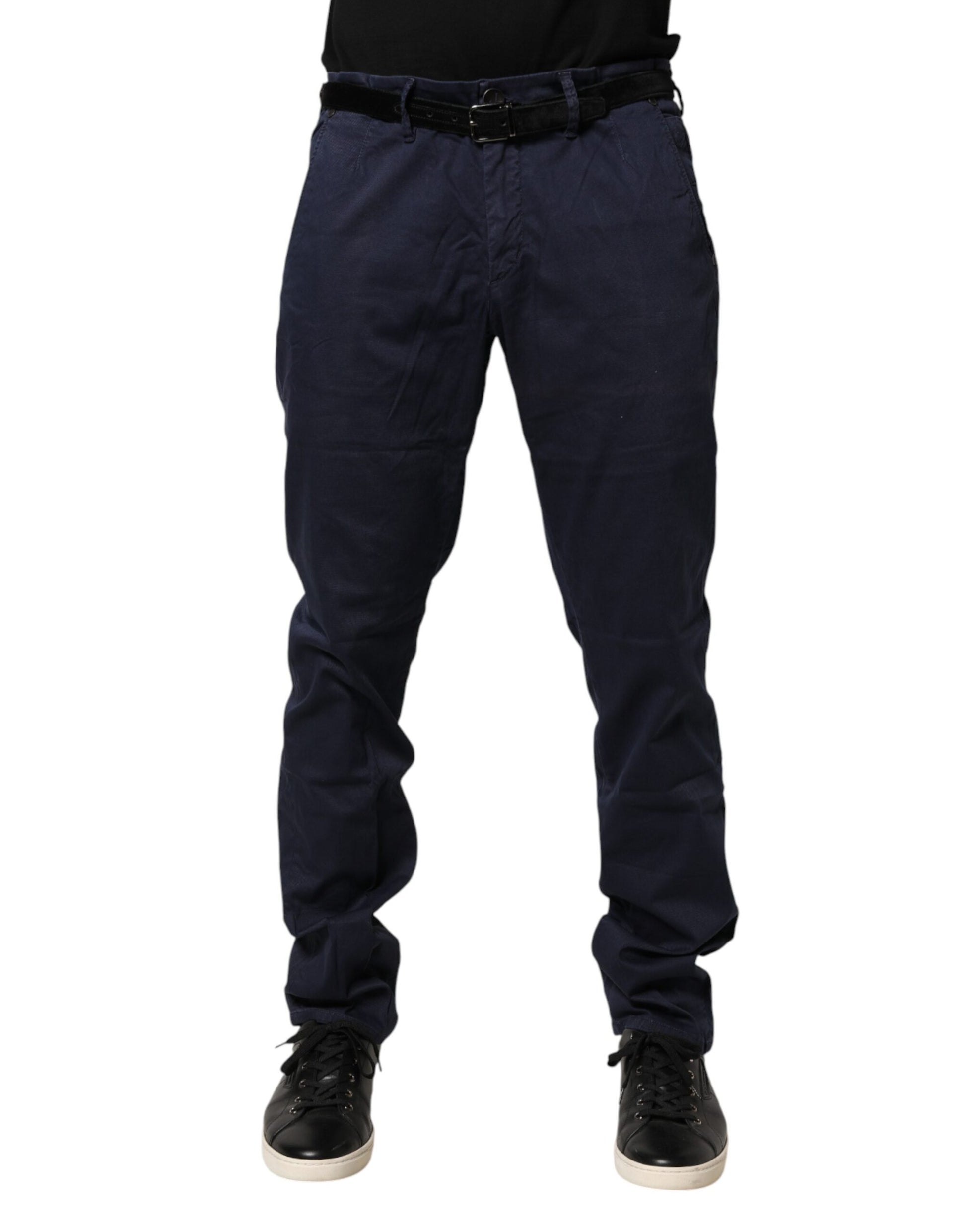Blue Cotton Stretch Straight Fit Men Chino Trouser Pants