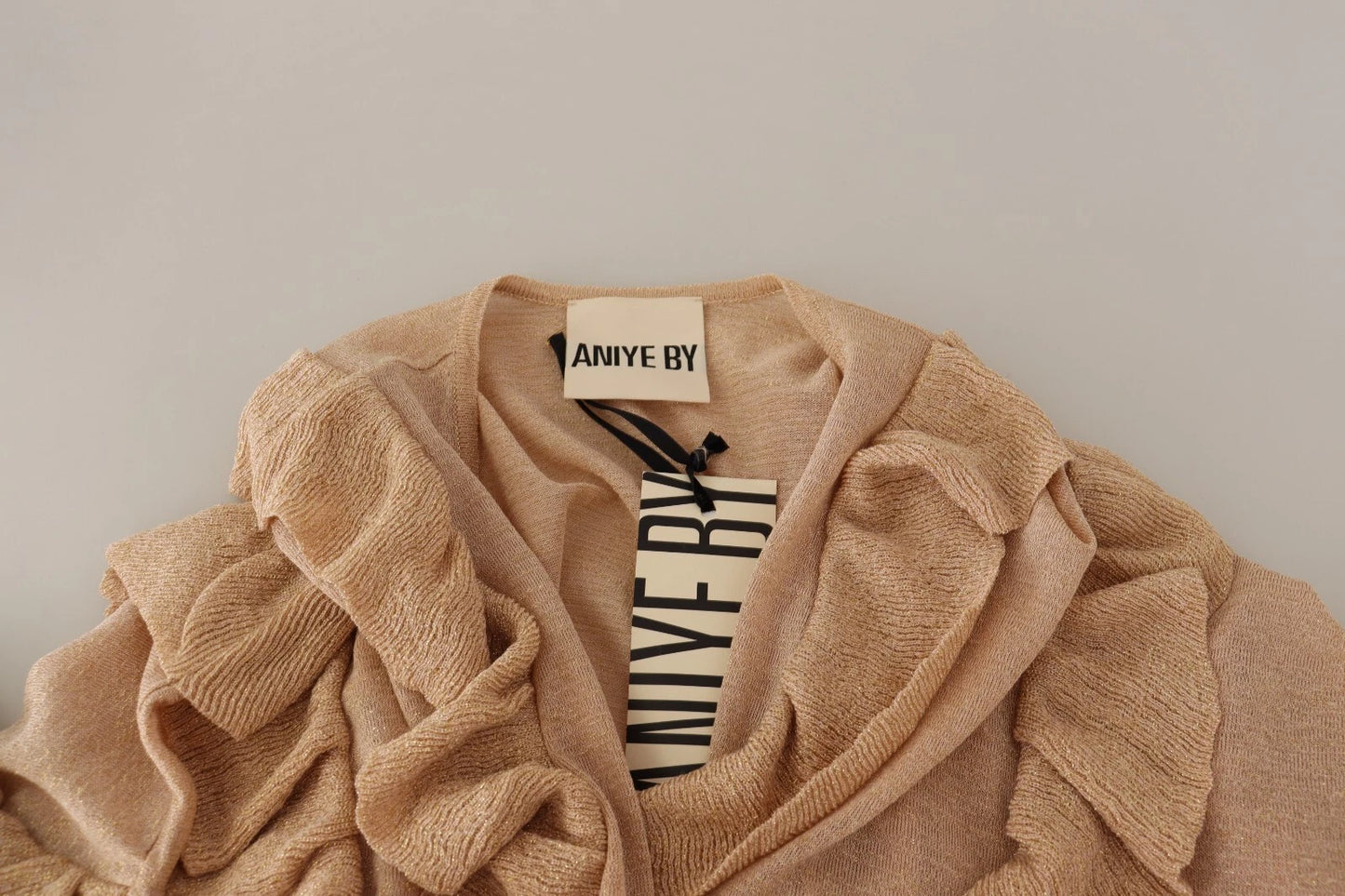 Gold Ruffles Long Sleeves Viscose Cardigan Top