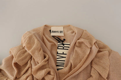 Gold Ruffles Long Sleeves Viscose Cardigan Top