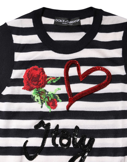 Black White Cashmere Silk Sleeveless Top