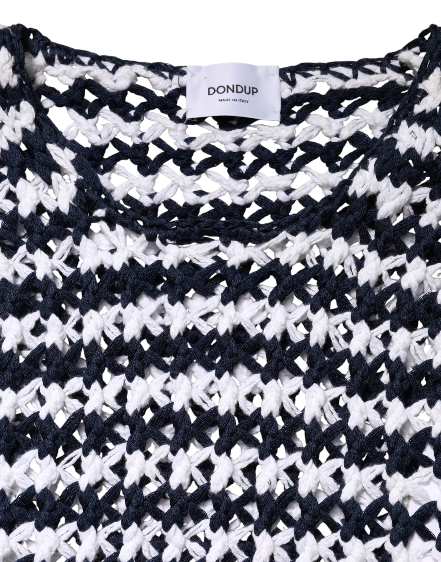 White Black Knitted Round Neck Sleeveless Tank Top