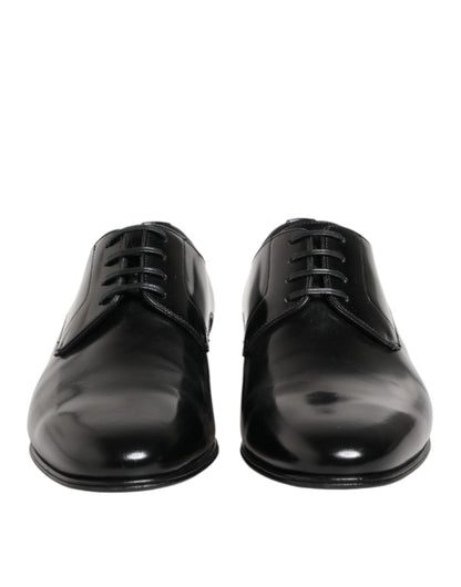Black Calfskin Leather Derby Men Dress Shoes