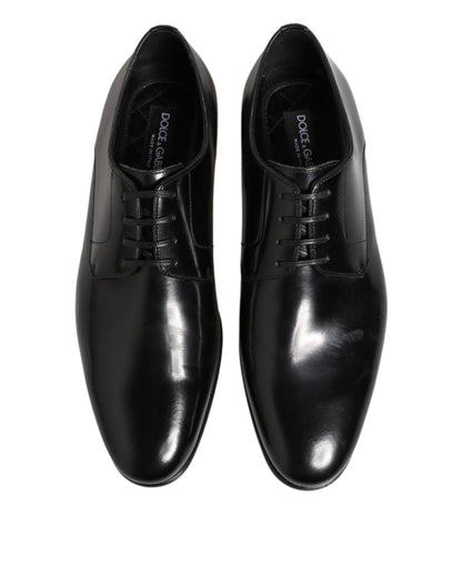 Black Calfskin Leather Derby Men Dress Shoes