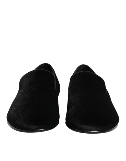 Black Leather Suede Slip On Loafers Dress Shoes