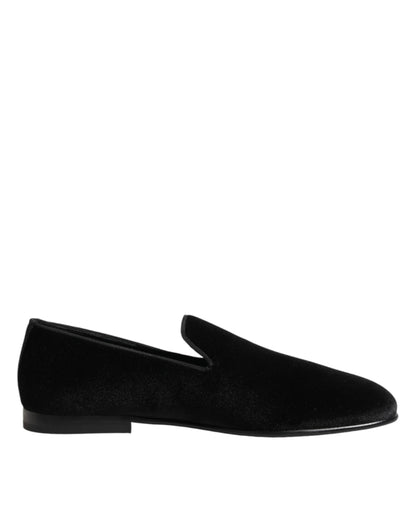 Black Leather Suede Slip On Loafers Dress Shoes