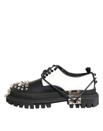 Black White Studded Men Formal Derby Shoes