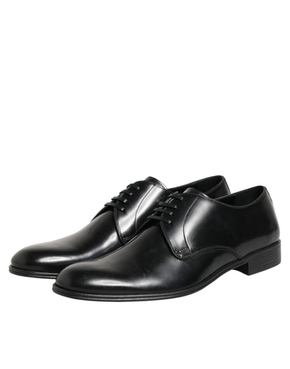 Black Calfskin Leather Derby Dress Shoes