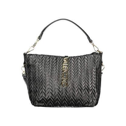 Black Polyurethane Women's Shoulder Bag