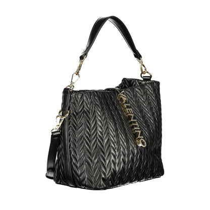 Black Polyurethane Women's Shoulder Bag