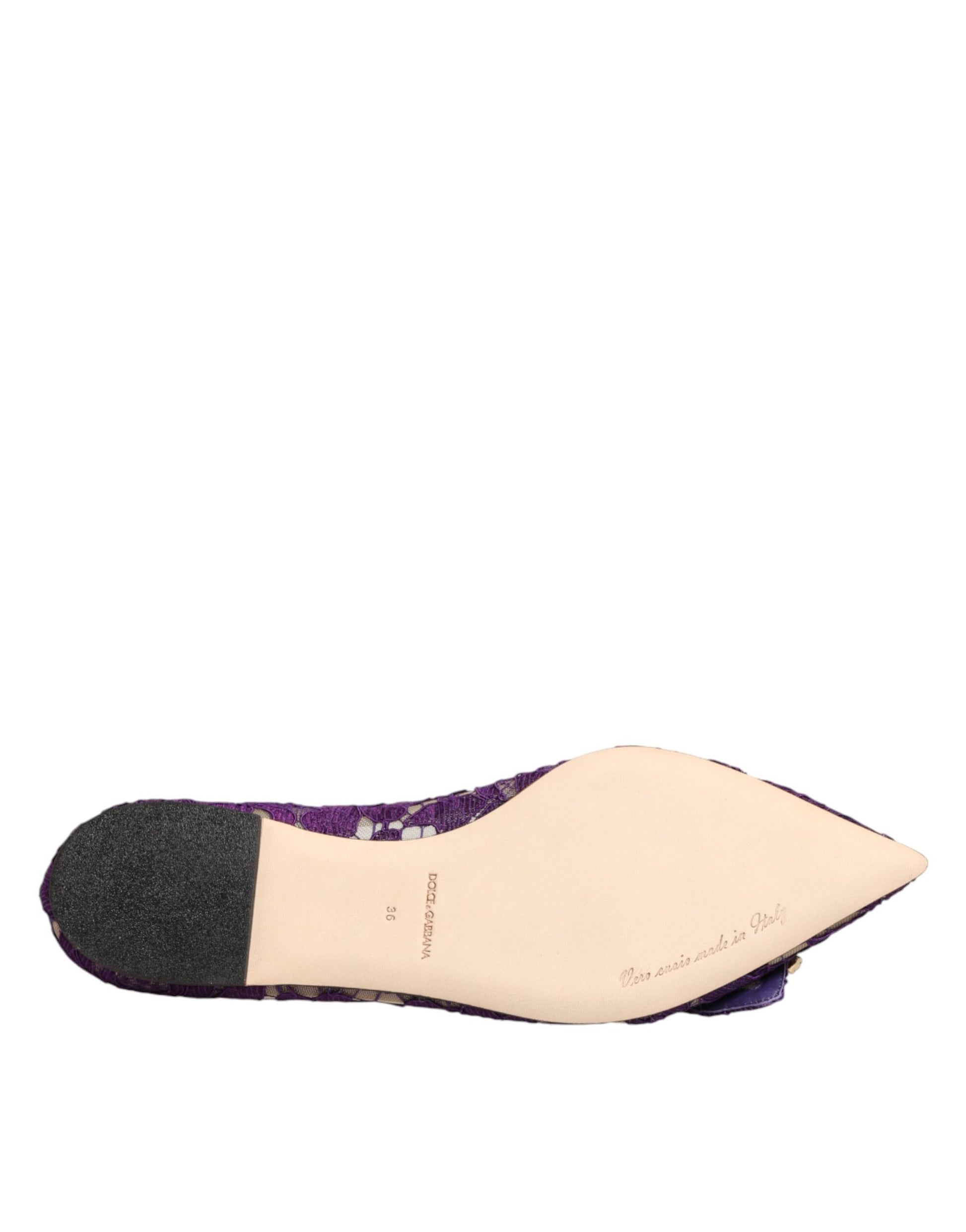 Purple Taormina Lace Crystals Flats Shoes