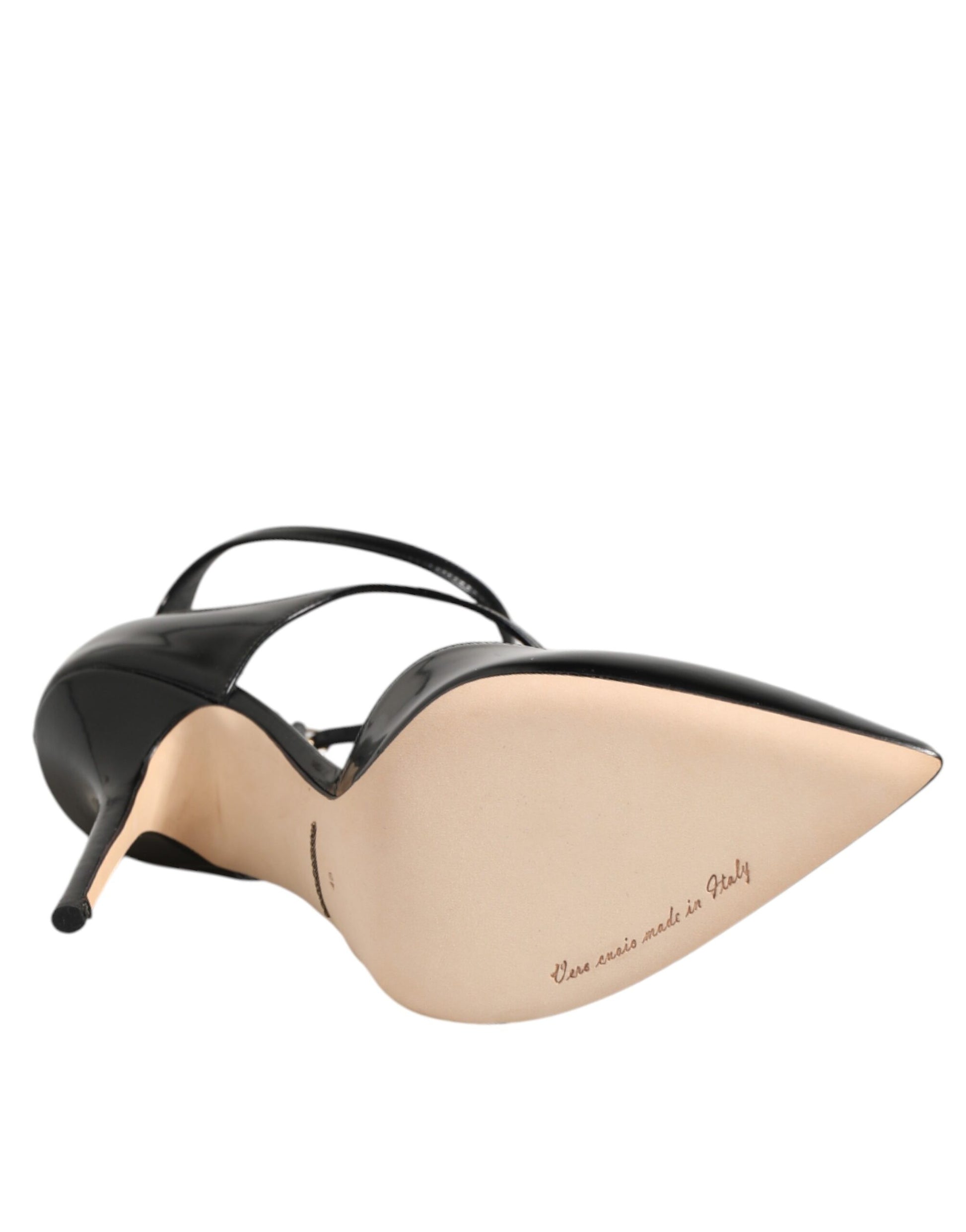 Black Leather T-STRAPS Heels Sandals Shoes