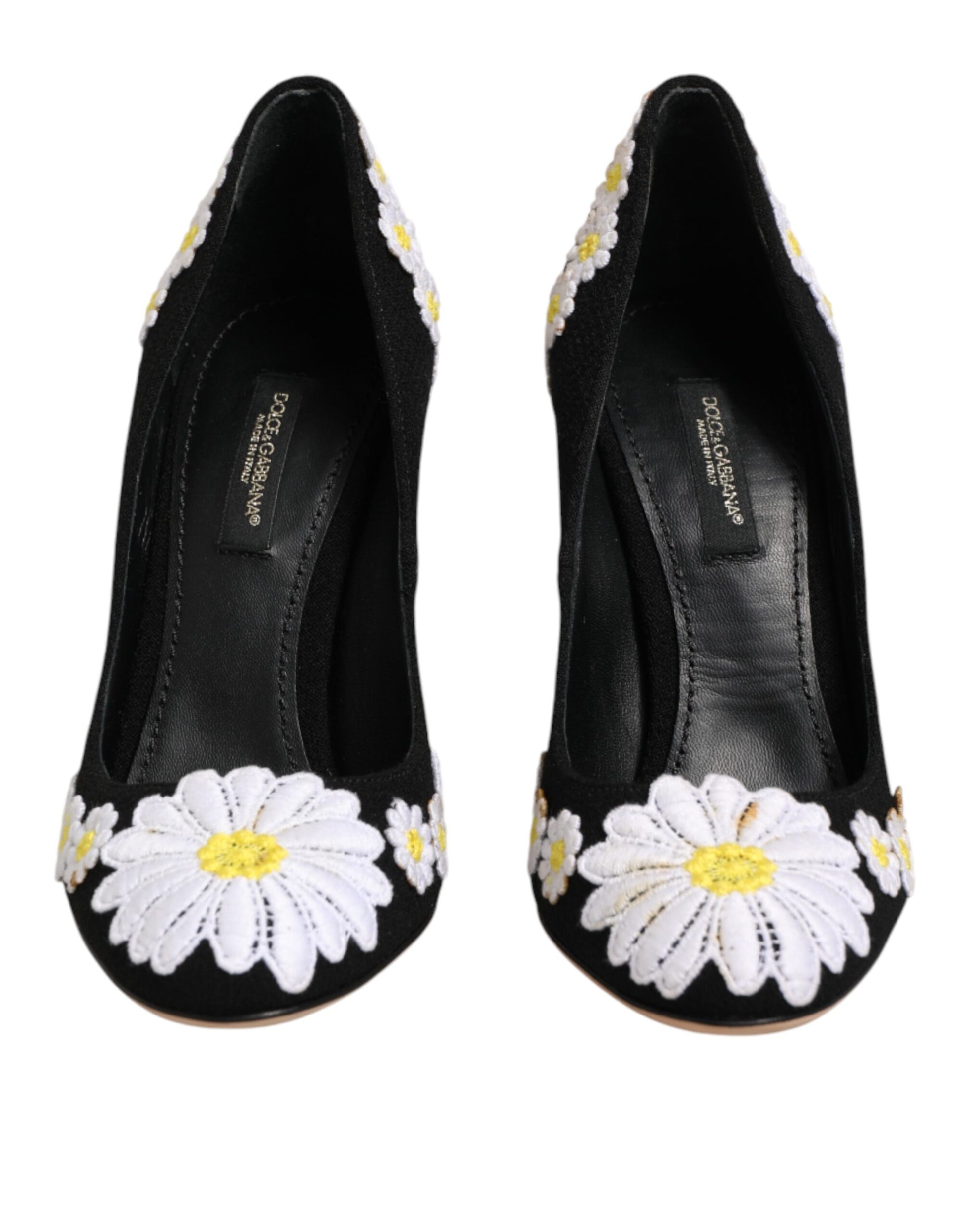Black Wool Suede Daisy Heels Pump Shoes