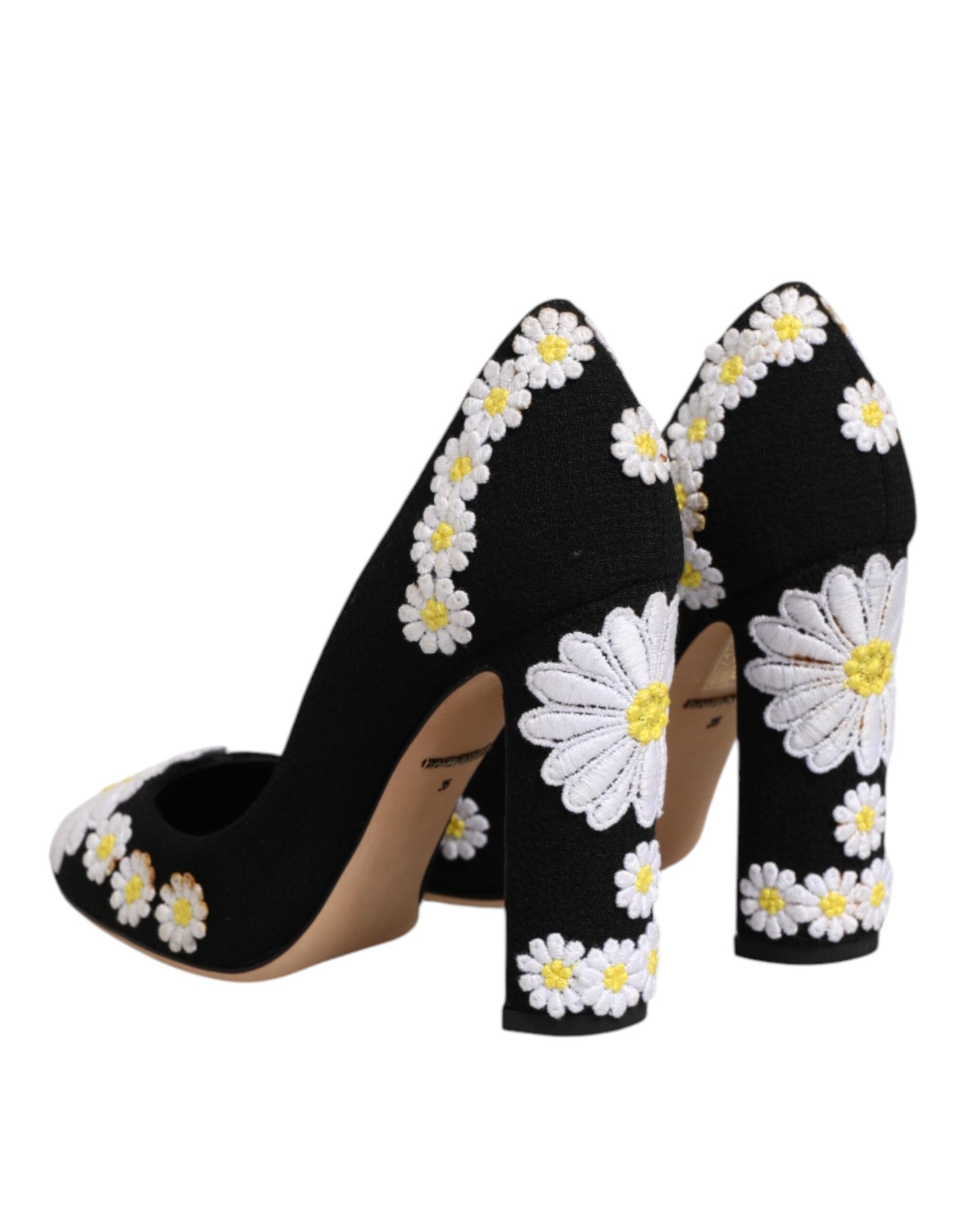Black Wool Suede Daisy Heels Pump Shoes