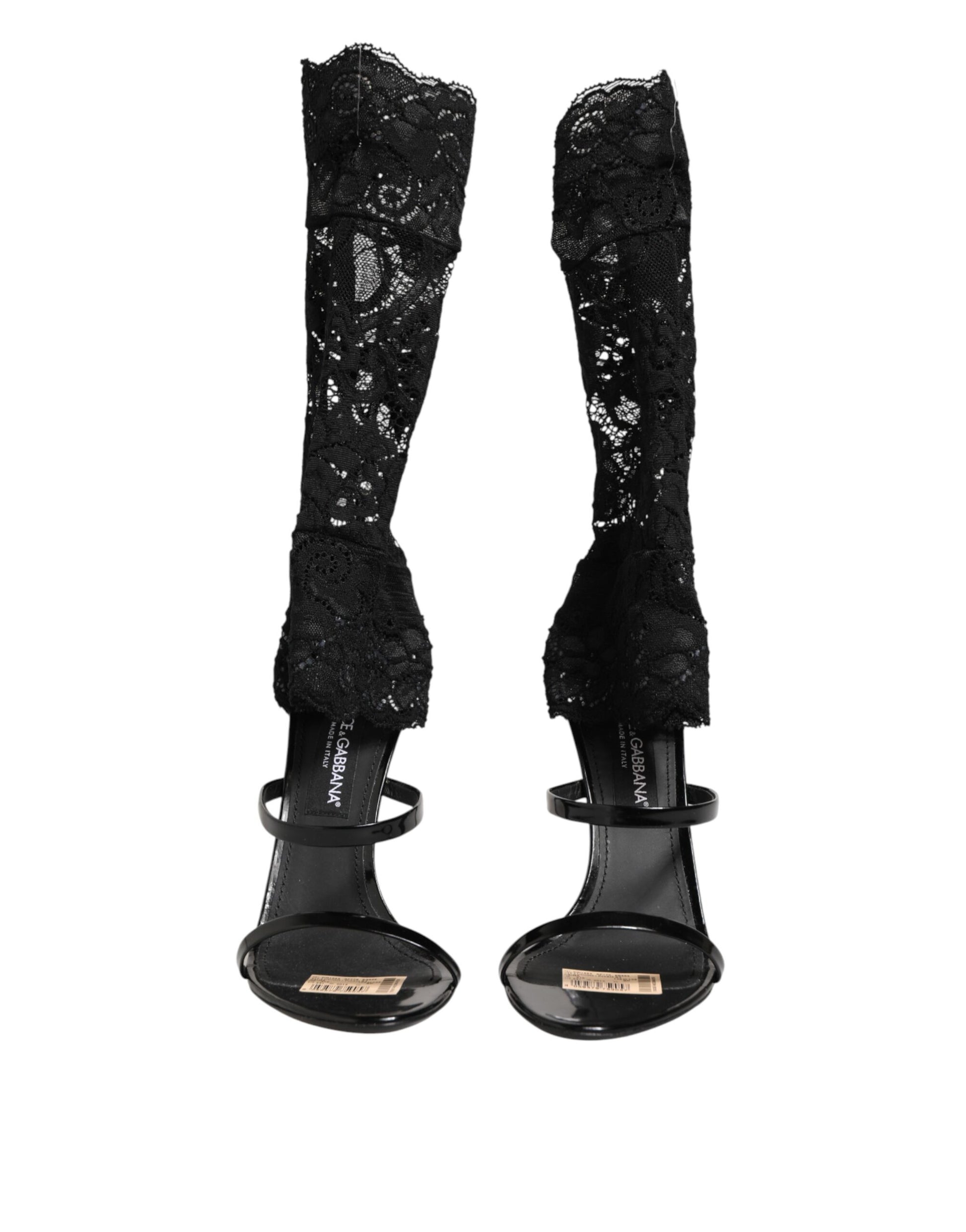 Black Floral Lace Heels SANDALS Shoes