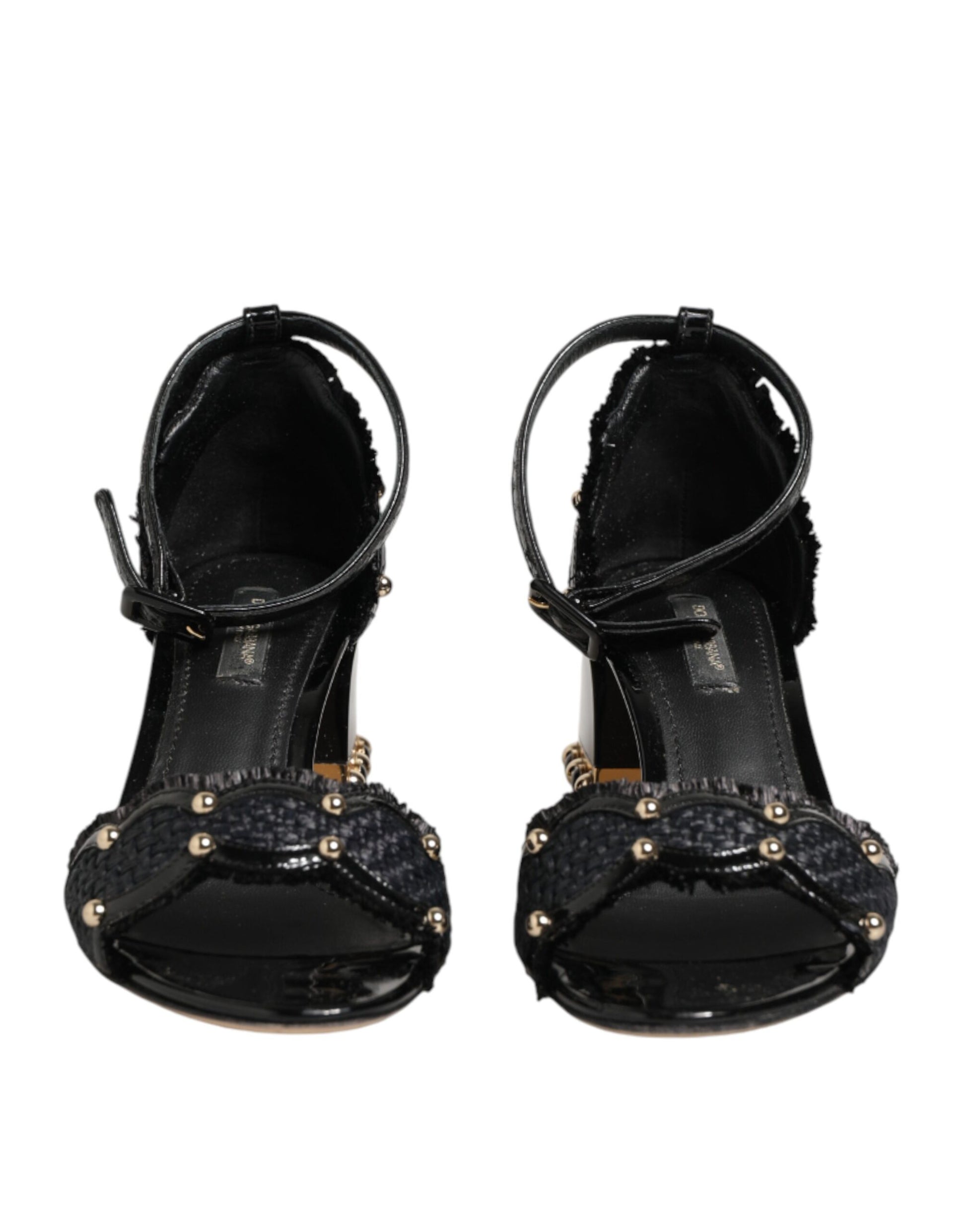 Black Studded Ankle Strap Sandals Shoes