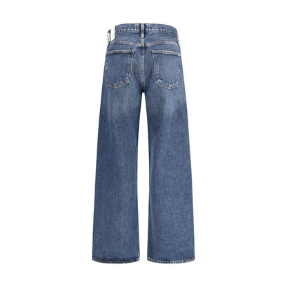 Blue Cotton Straight-Leg Jeans