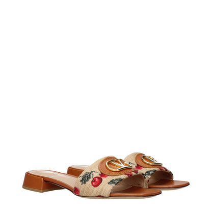 Beige Raffia Slippers