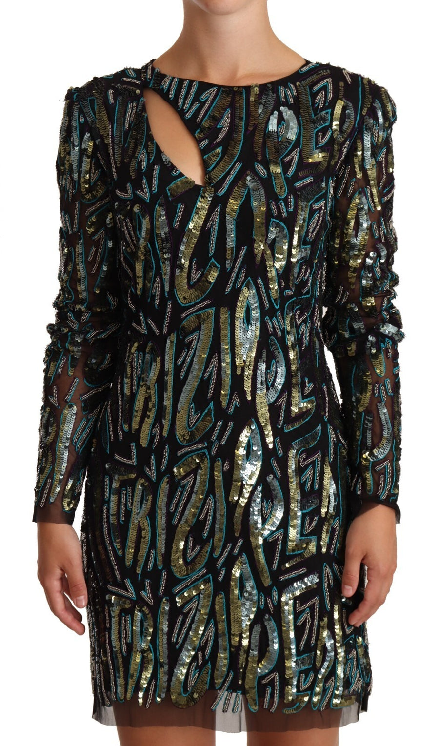Sheath Multicolor Sequin Long Sleeves Mini Dress