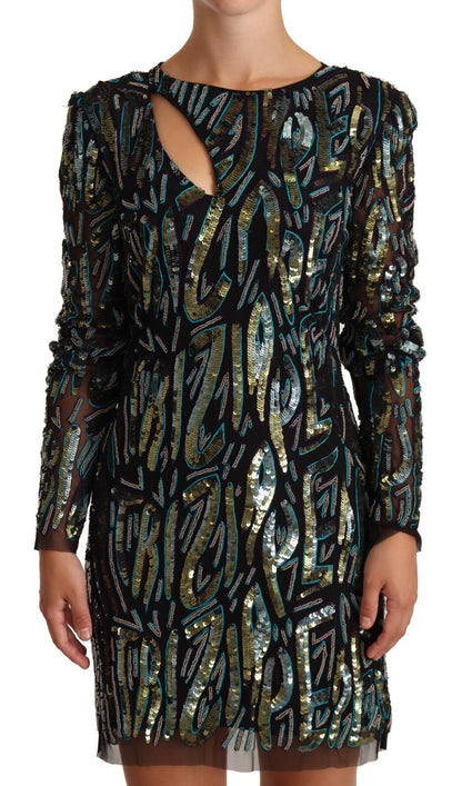 Sheath Multicolor Sequin Long Sleeves Mini Dress