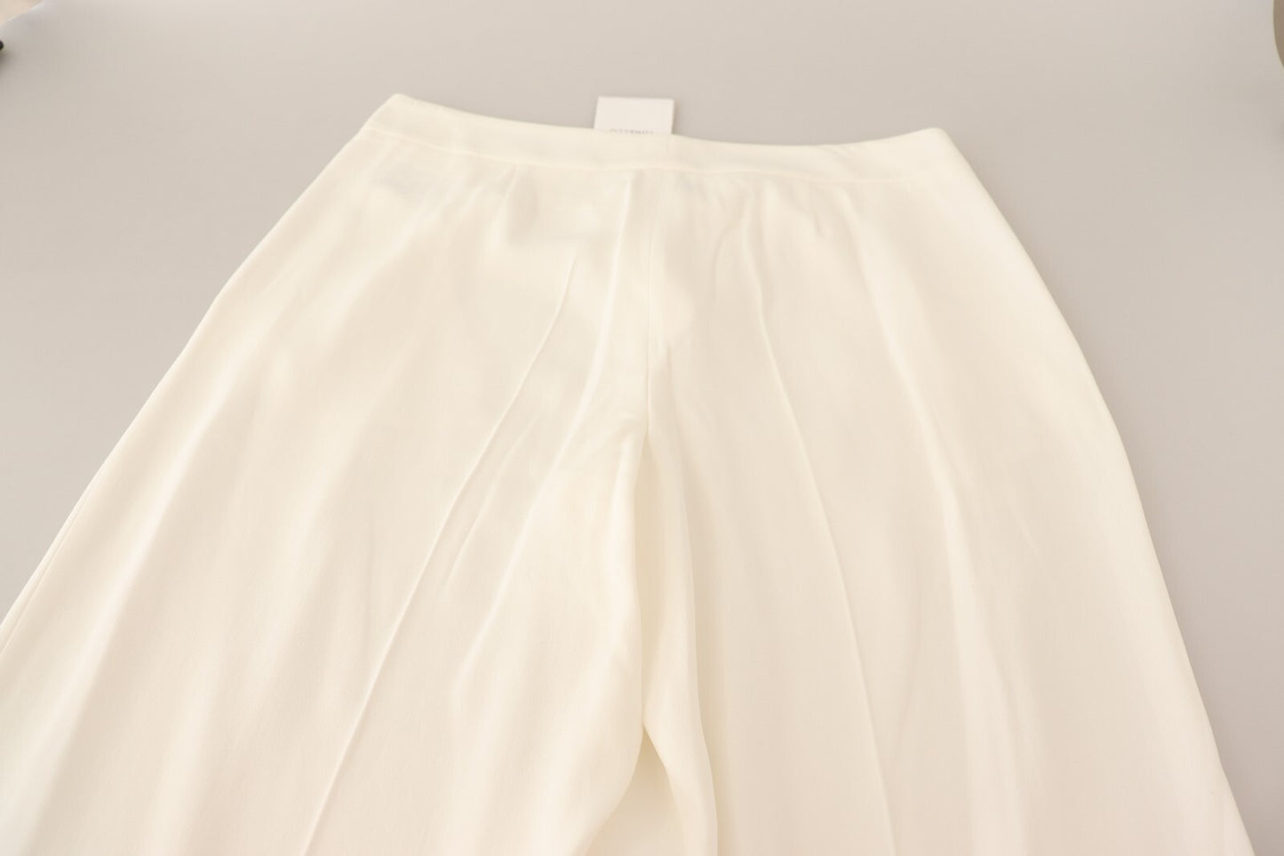 White High Waist Pleated Straight Formal Trouser Pants