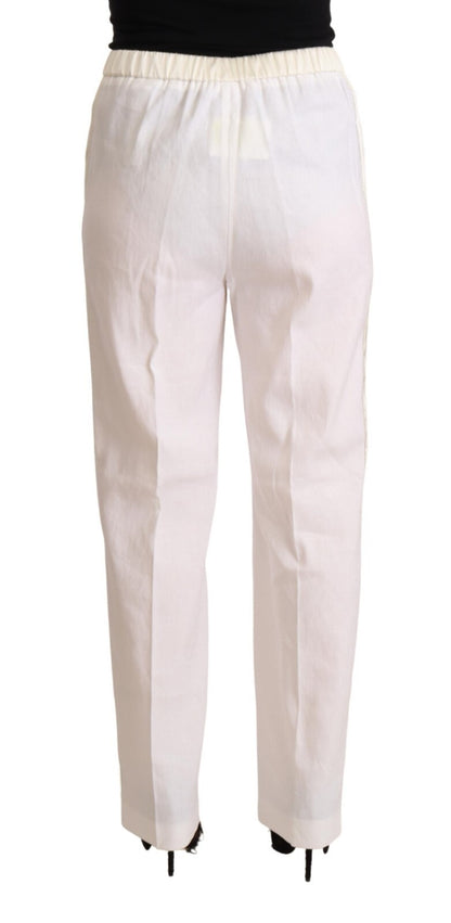Linen White High Waist Straight Formal Trouser Pants
