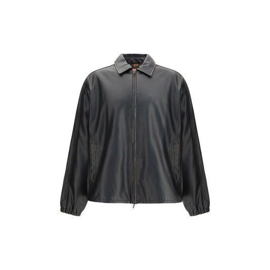 Black Polyester Biker Jacket