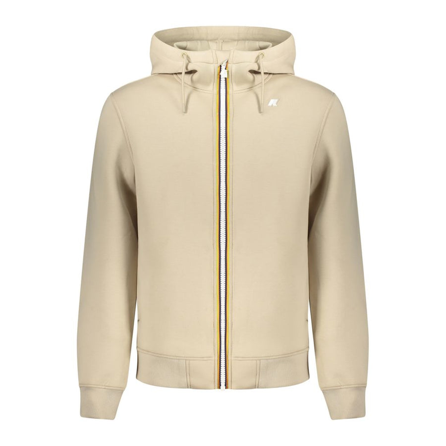 Beige Polyester Men Sweater with Hood