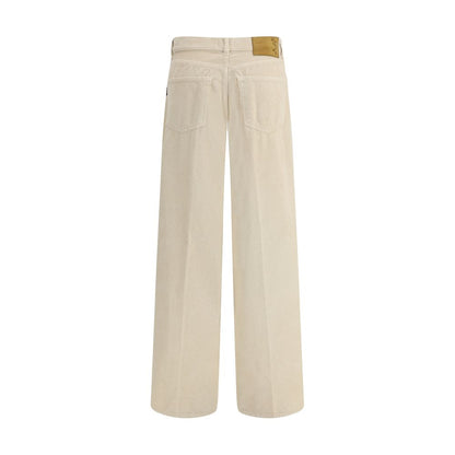 Beige Cotton Casual Pants