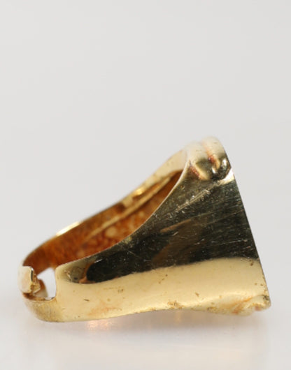 Gold-Tone Real Brass Black Enamel "J" Adjustable Rings