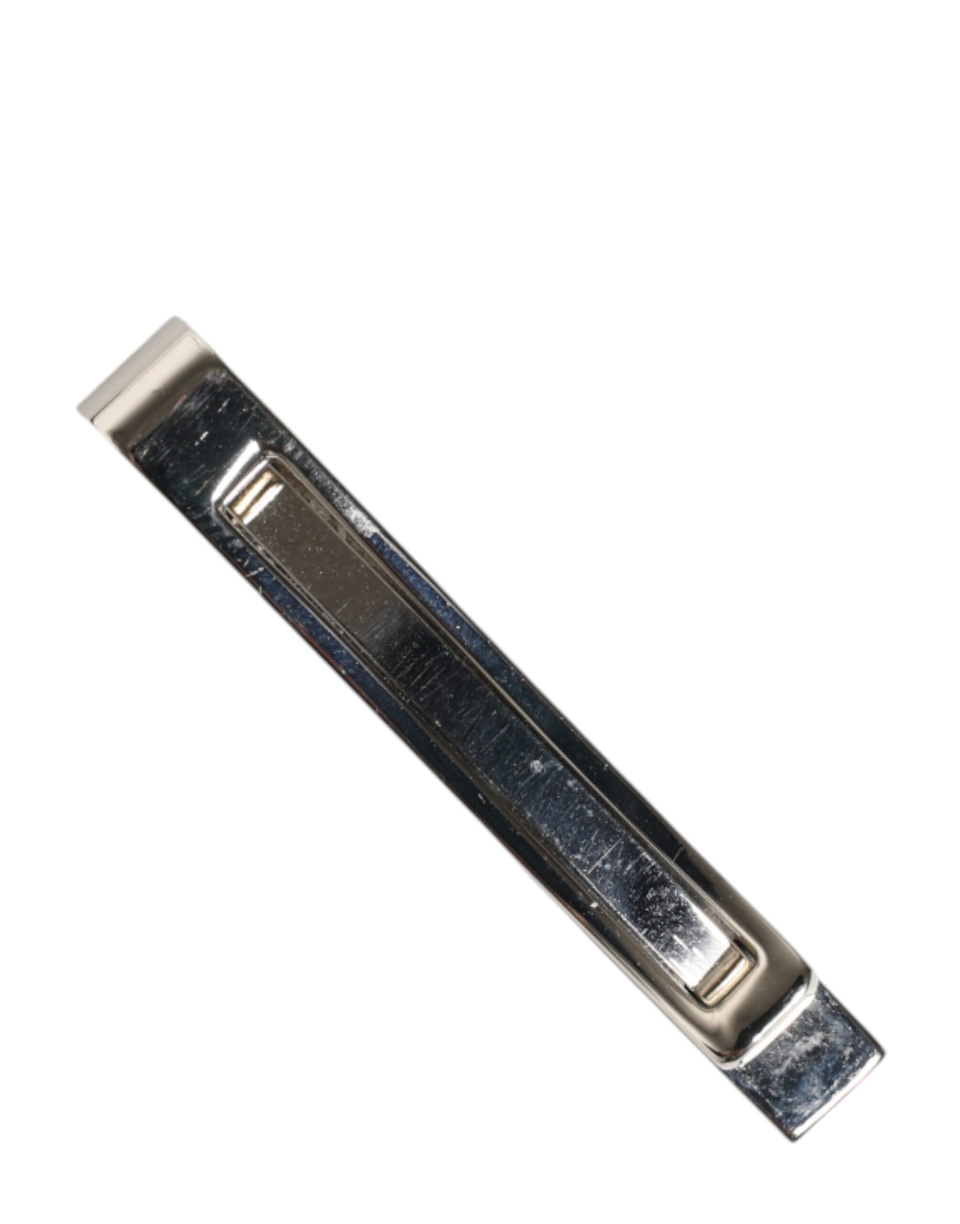 Silver Tone Brass Logo Branded Men Accessory Tie Clip Bar