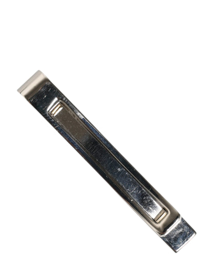 Silver Tone Brass Logo Branded Men Accessory Tie Clip Bar