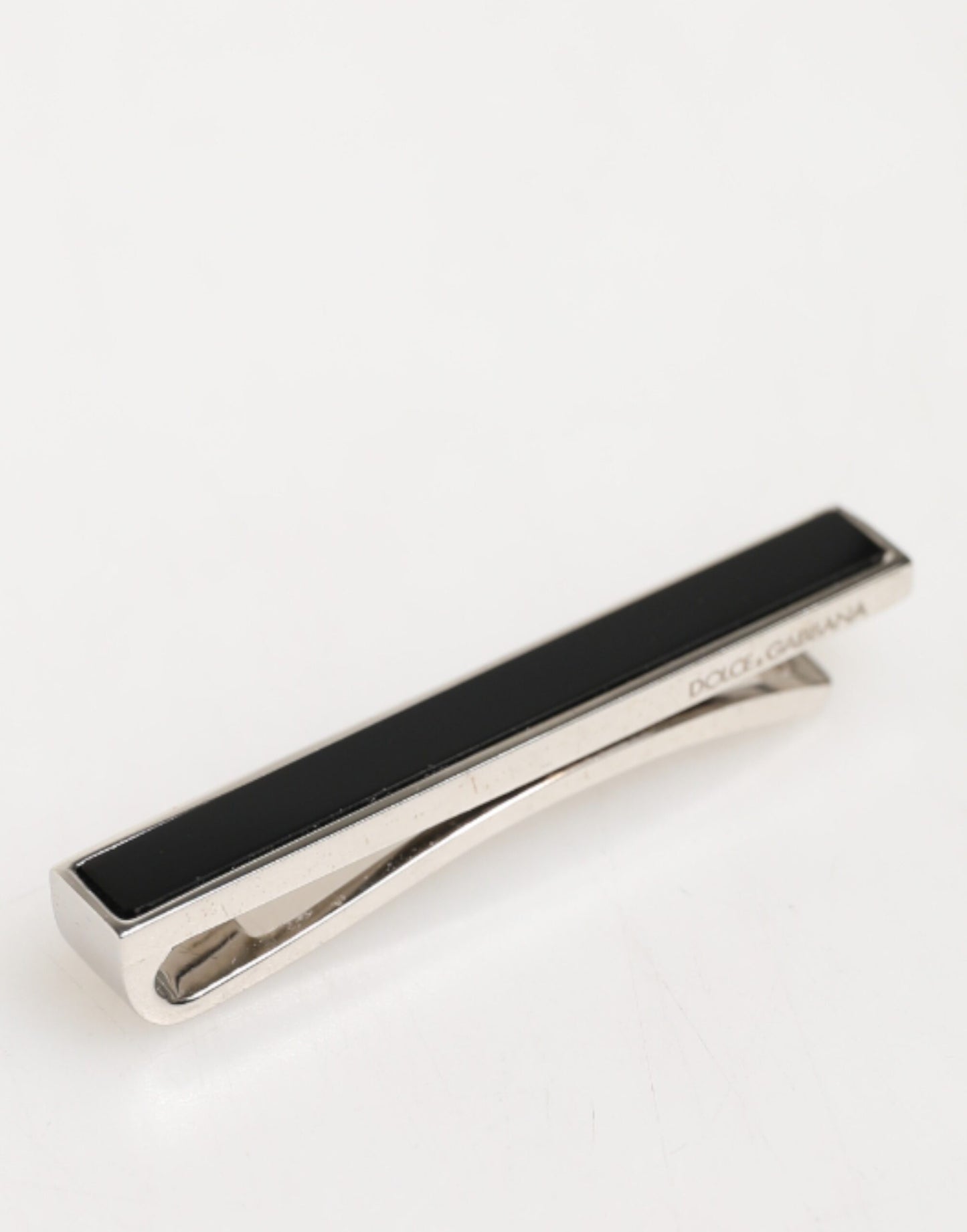 Silver Tone Brass Logo Branded Men Accessory Tie Clip Bar