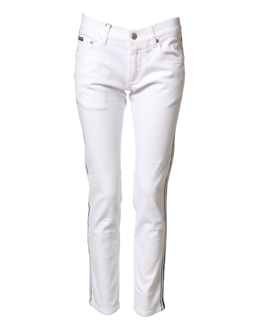 White Cotton Stretch Skinny Men Denim Jeans