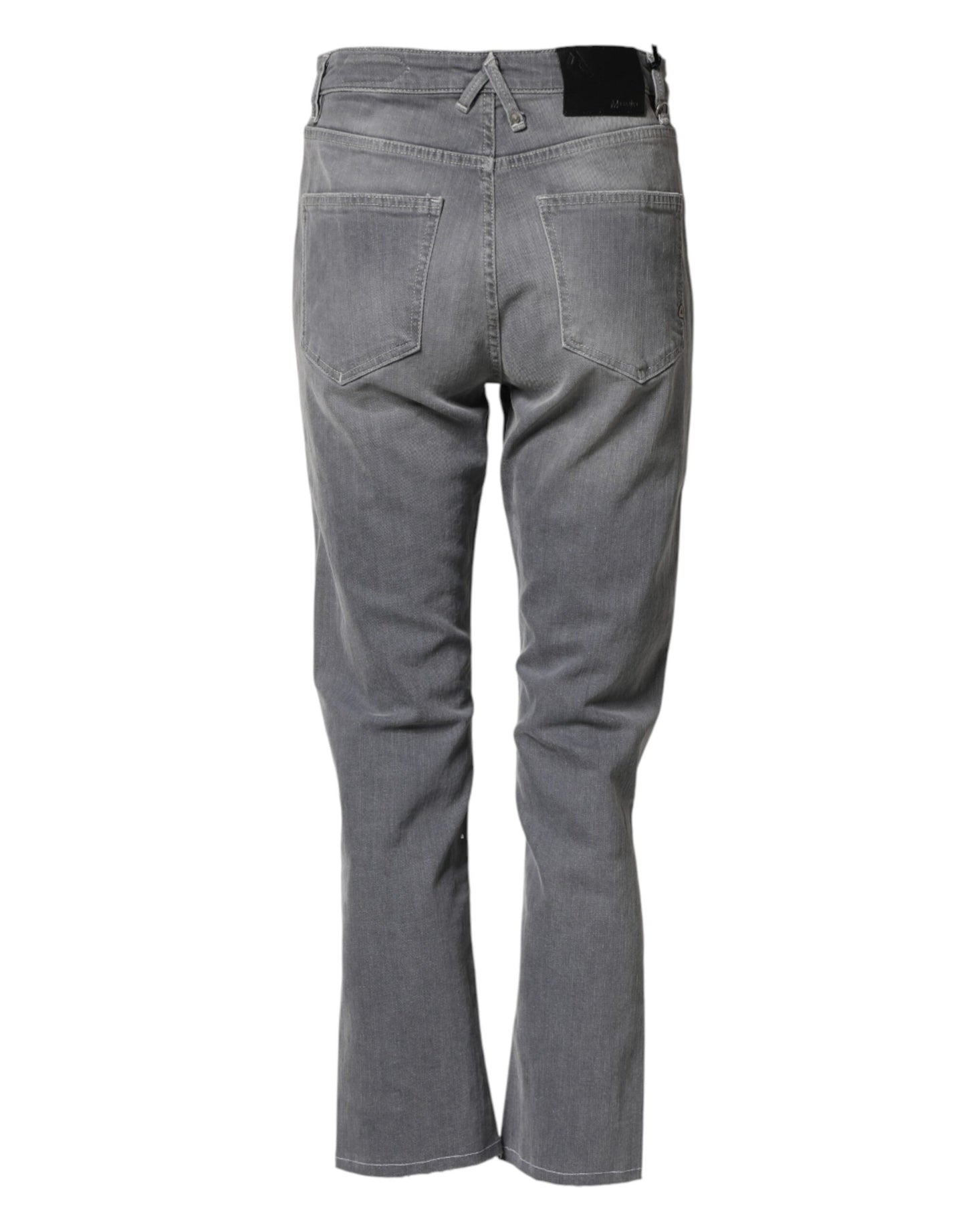 Gray Tattered Mid Waist Men Straight Denim Trouser Jeans
