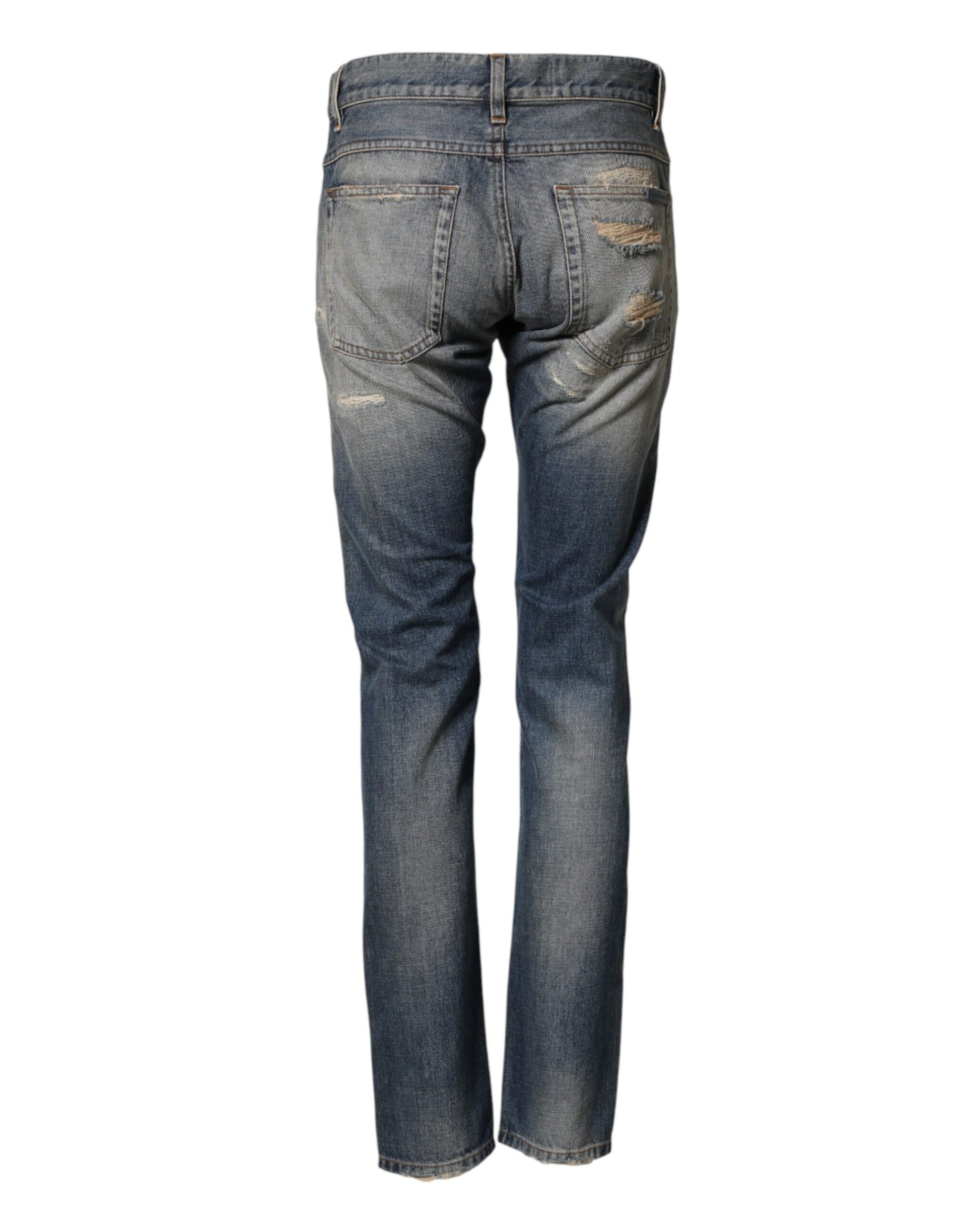 Blue Tattered Men Skinny Denim Trouser Jeans