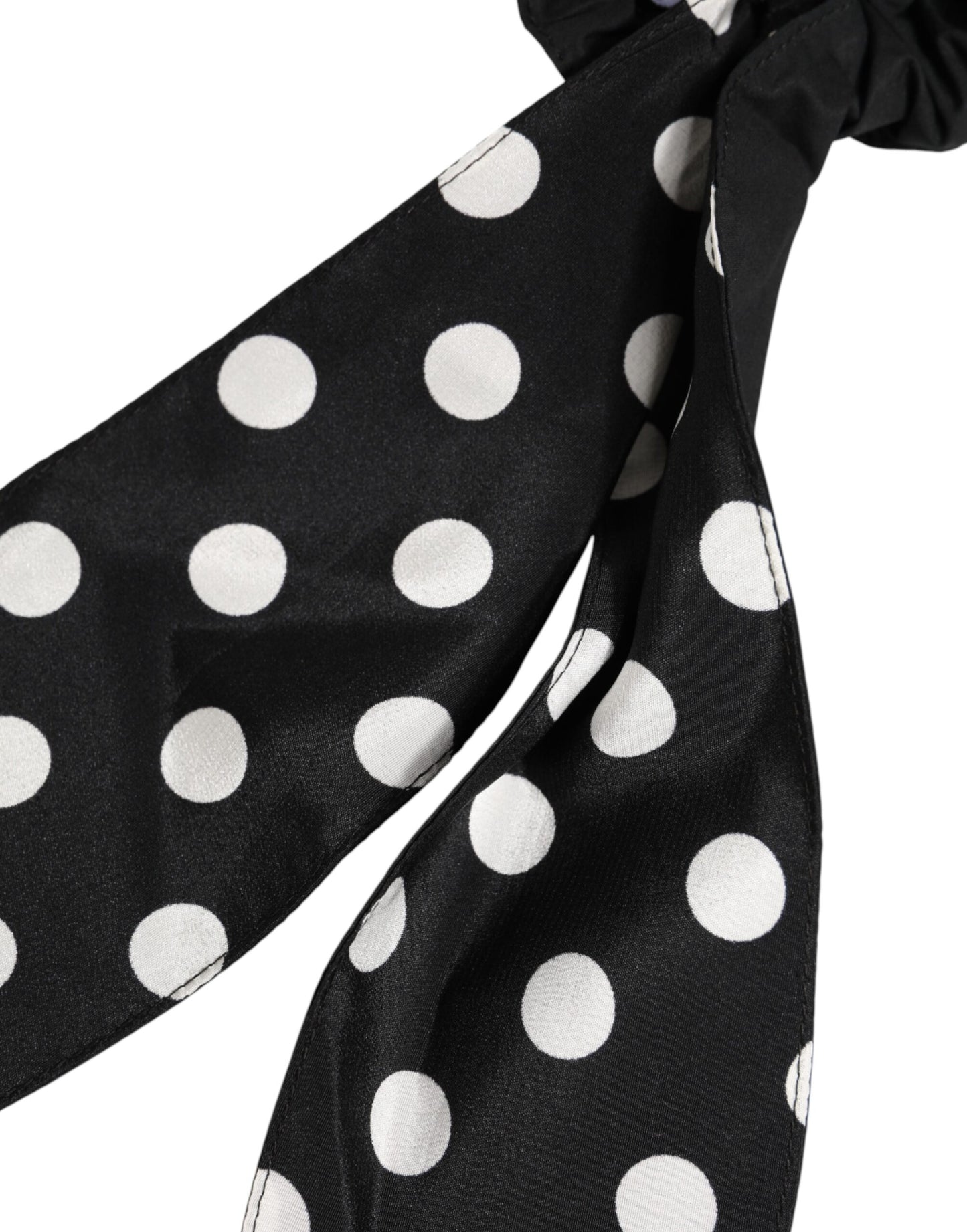 Black Cotton Polka Dot Scarf Tie Accessory Hair Scrunchie