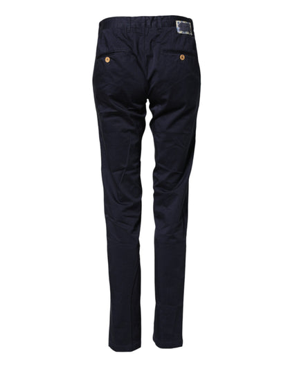 Dark Blue Cotton Skinny Men Trouser Pants