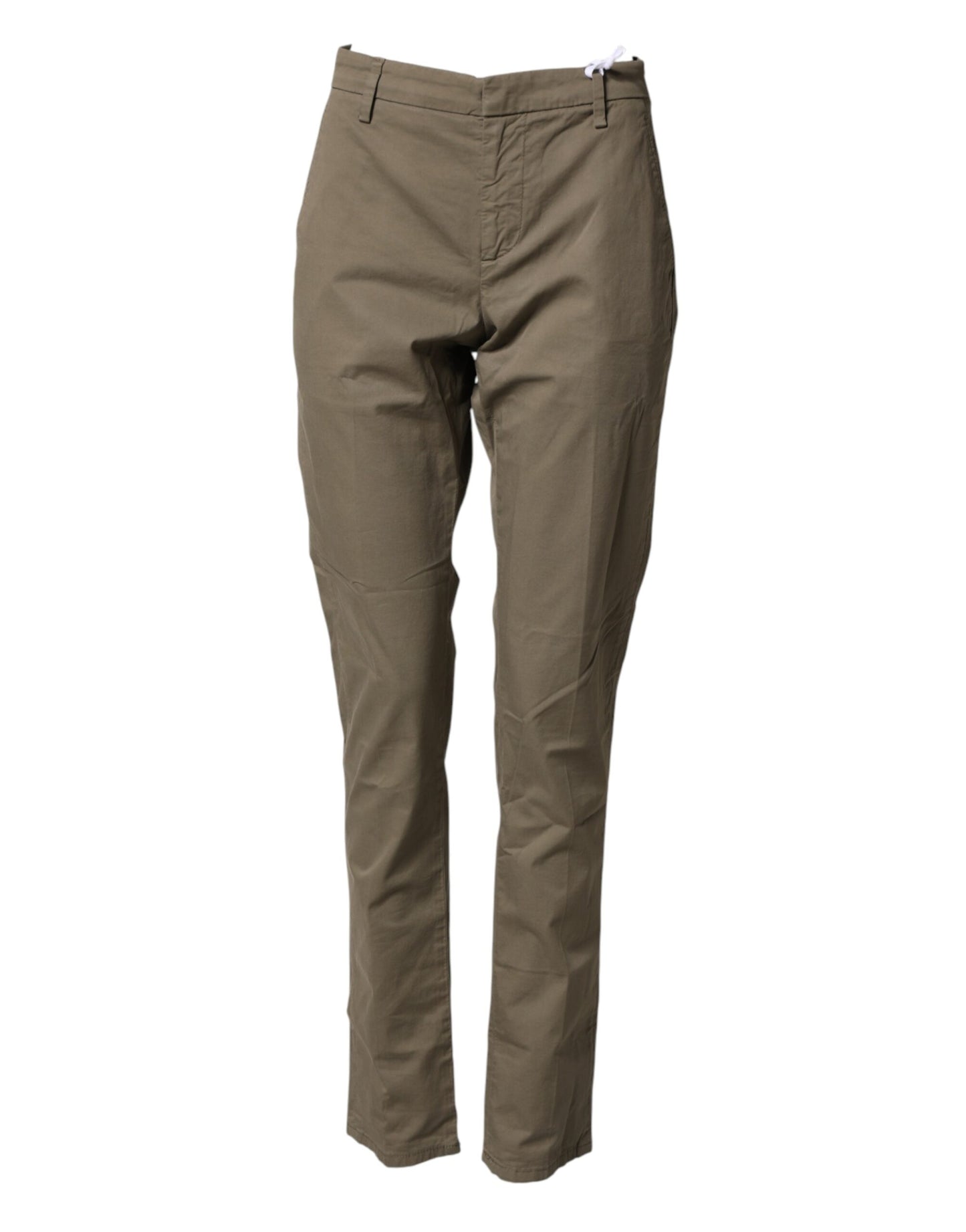 Beige Cotton Stretch Straight Chino Men Trouser Pants