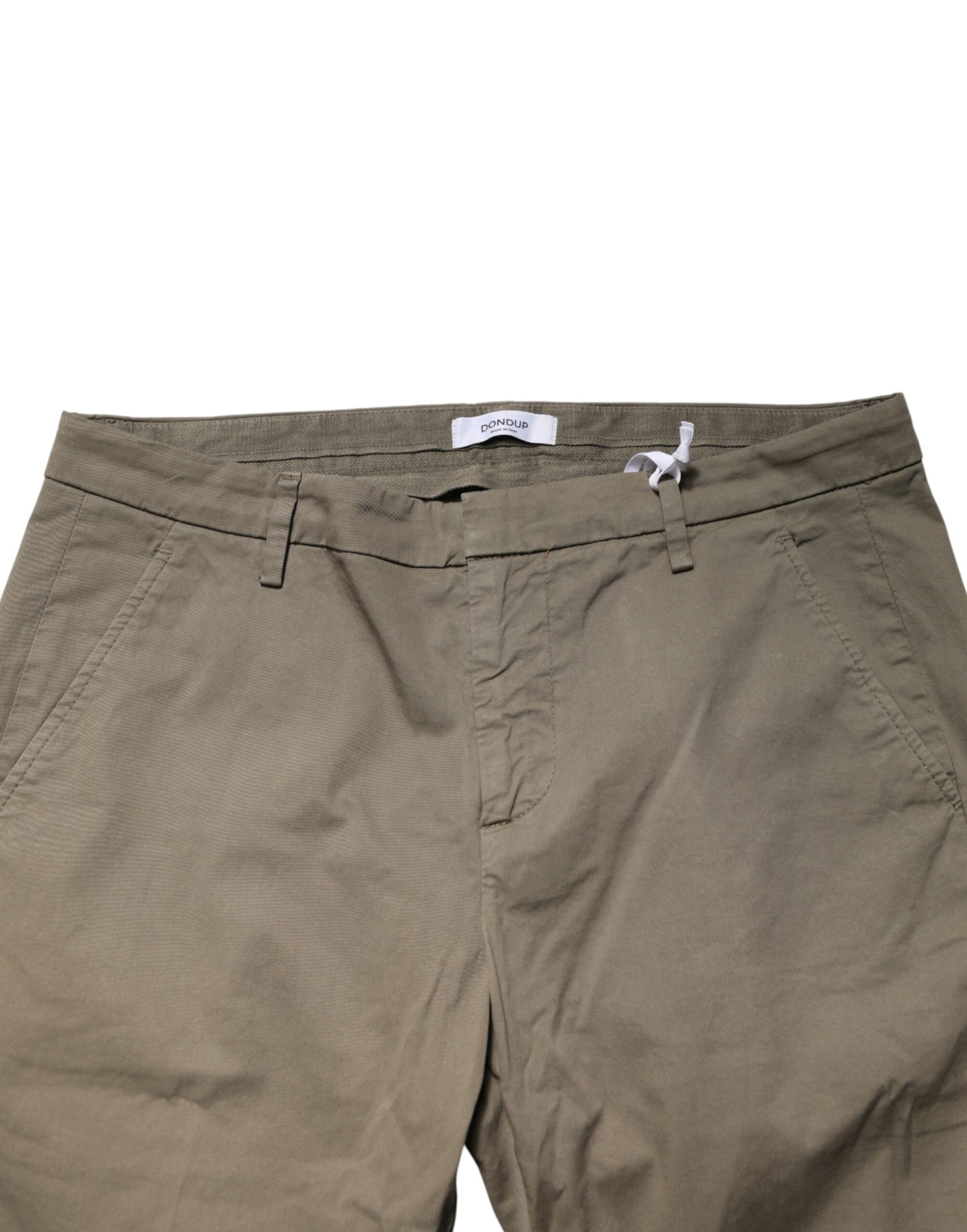 Beige Cotton Stretch Straight Chino Men Trouser Pants